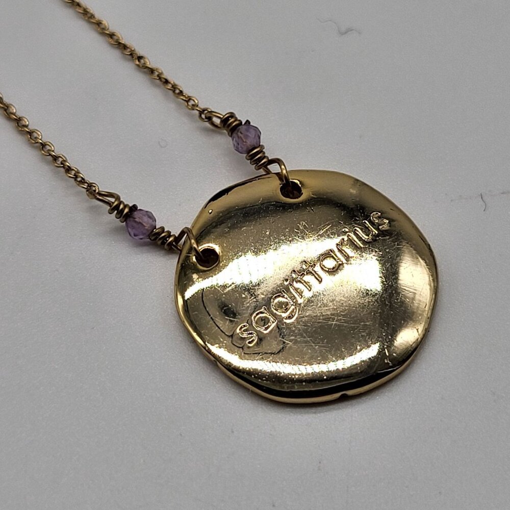 Luna Norte Sagittarius Necklace Gold Tone Purple Faceted Beads Zodiac - Picture 3 of 13